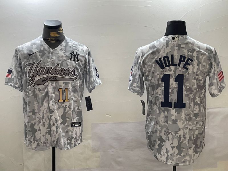 Men New York Yankees #11 Volpe Camo Joint Name 2024 Nike MLB Jersey style 3